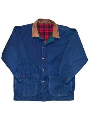 Vintage Barn Jacket XL Navy Blue Cotton Canvas Coat Utility Field Insulated